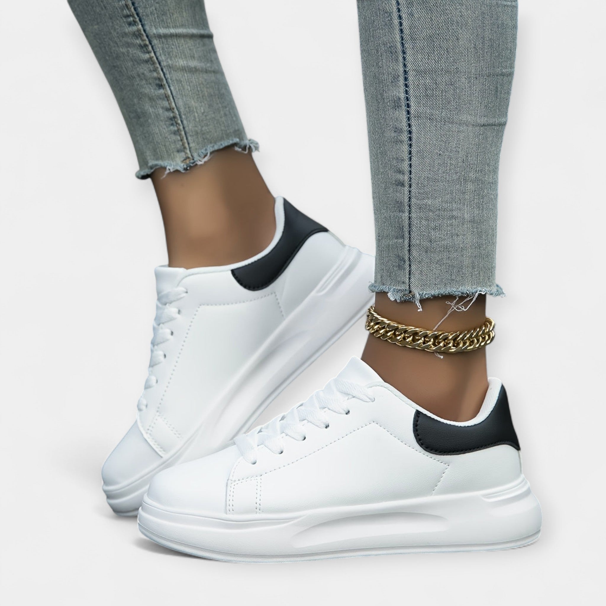 Baskets en Cuir Blanc