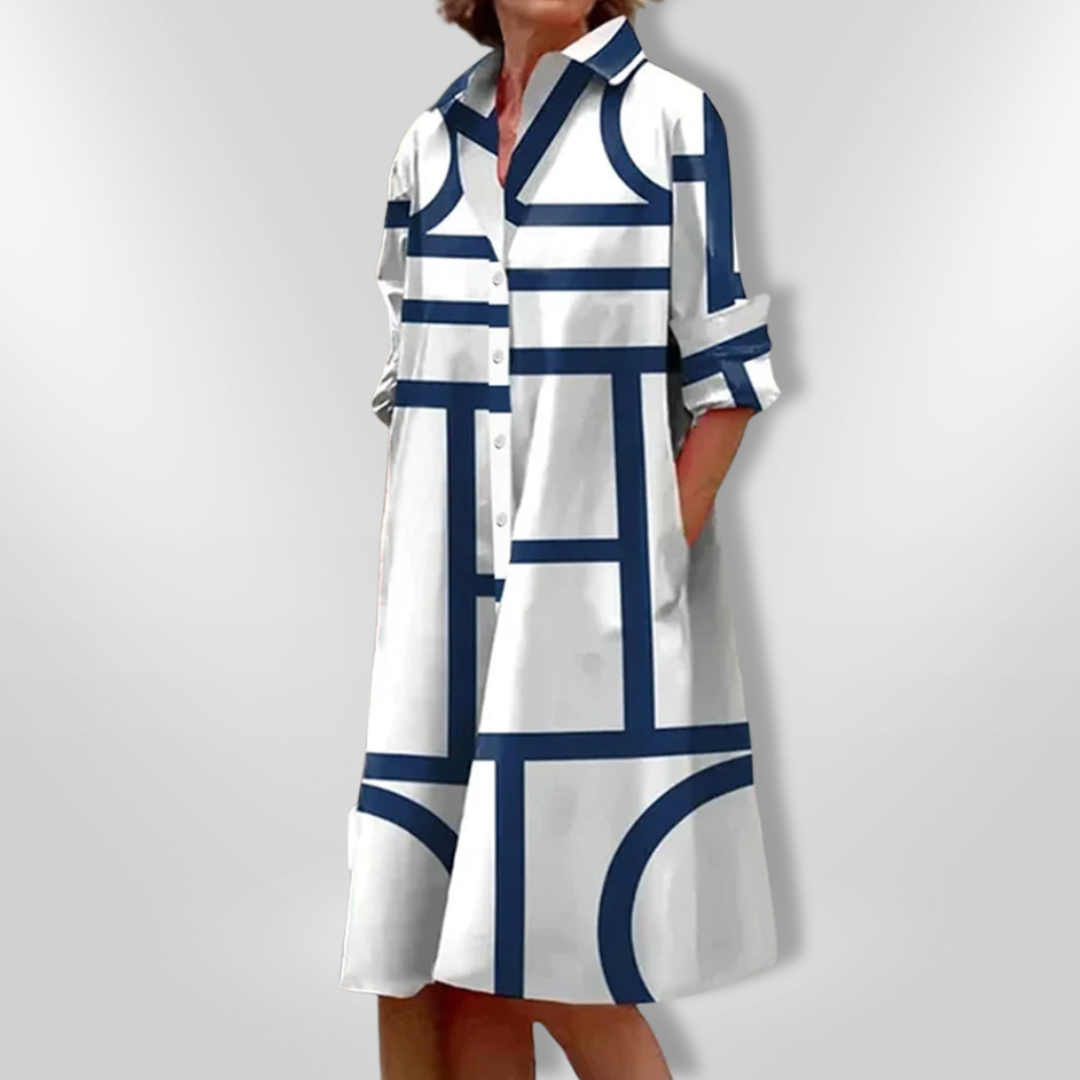 Leviana™ | Robe Midi avec Motif Géométrique