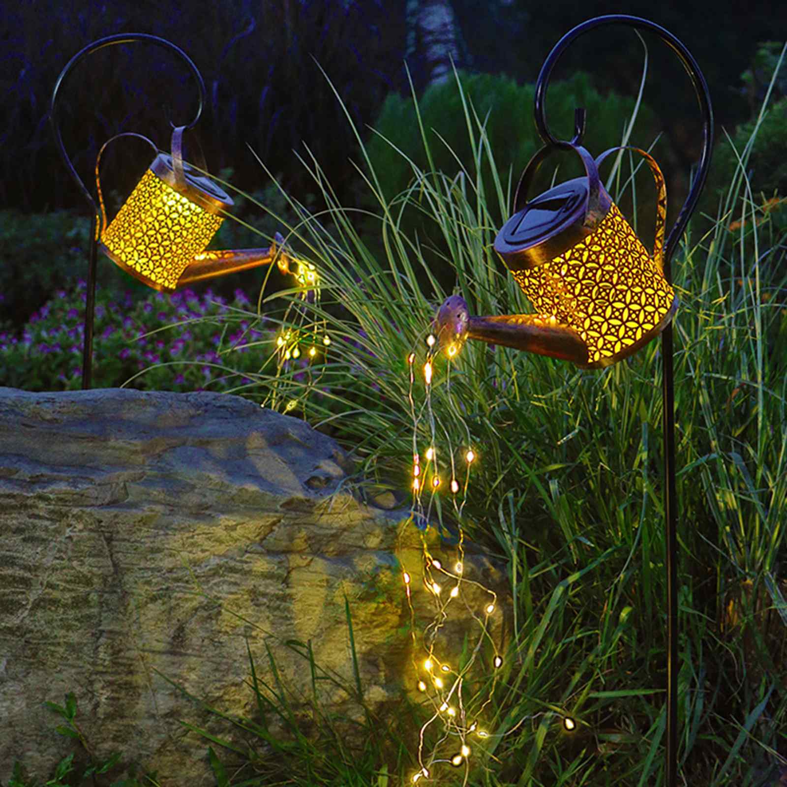 Arrosoir Solaire Magique avec Guirlandes LED – Lumière Enchantée pour Jardin et Terrasse