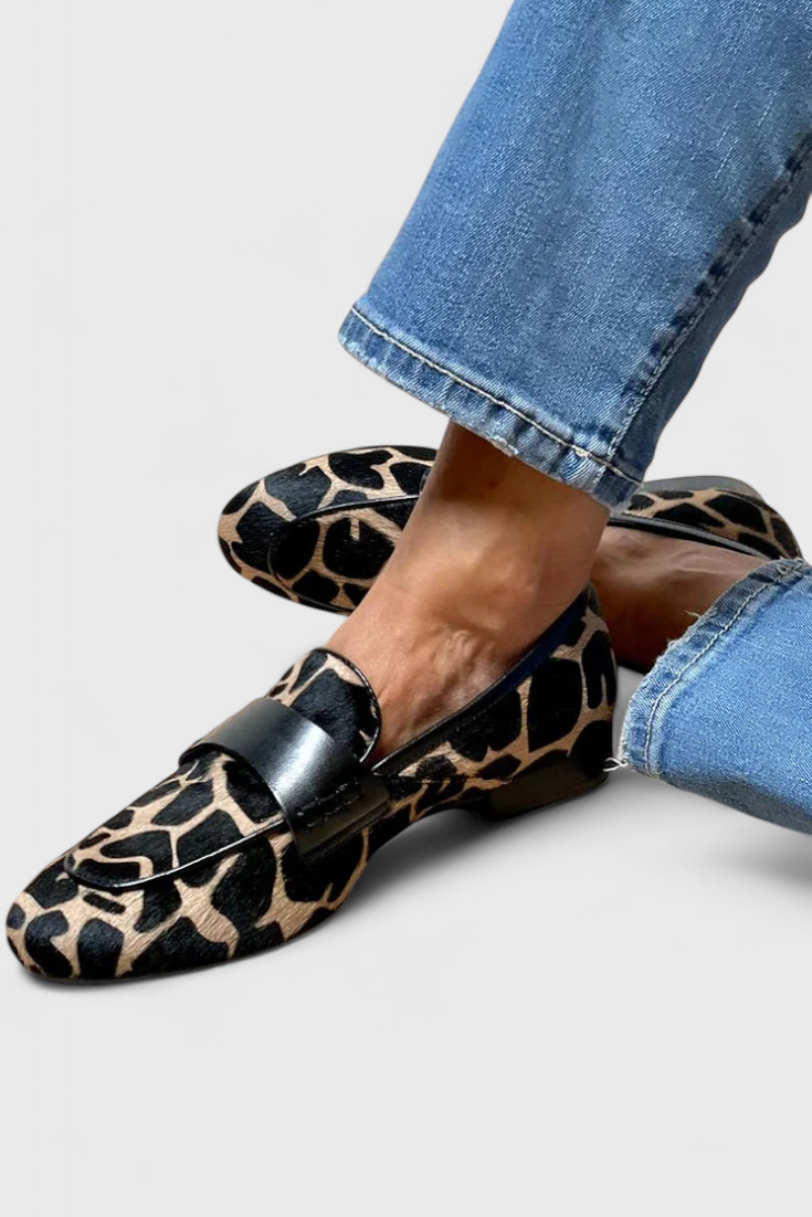 Mocassins Annelore à talon bas en cuir