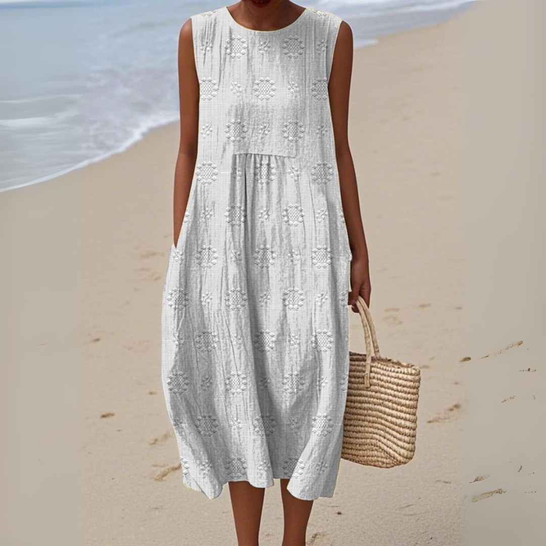 Leviana™ | Robe en Coton Élégante Sans Manches avec Broderie