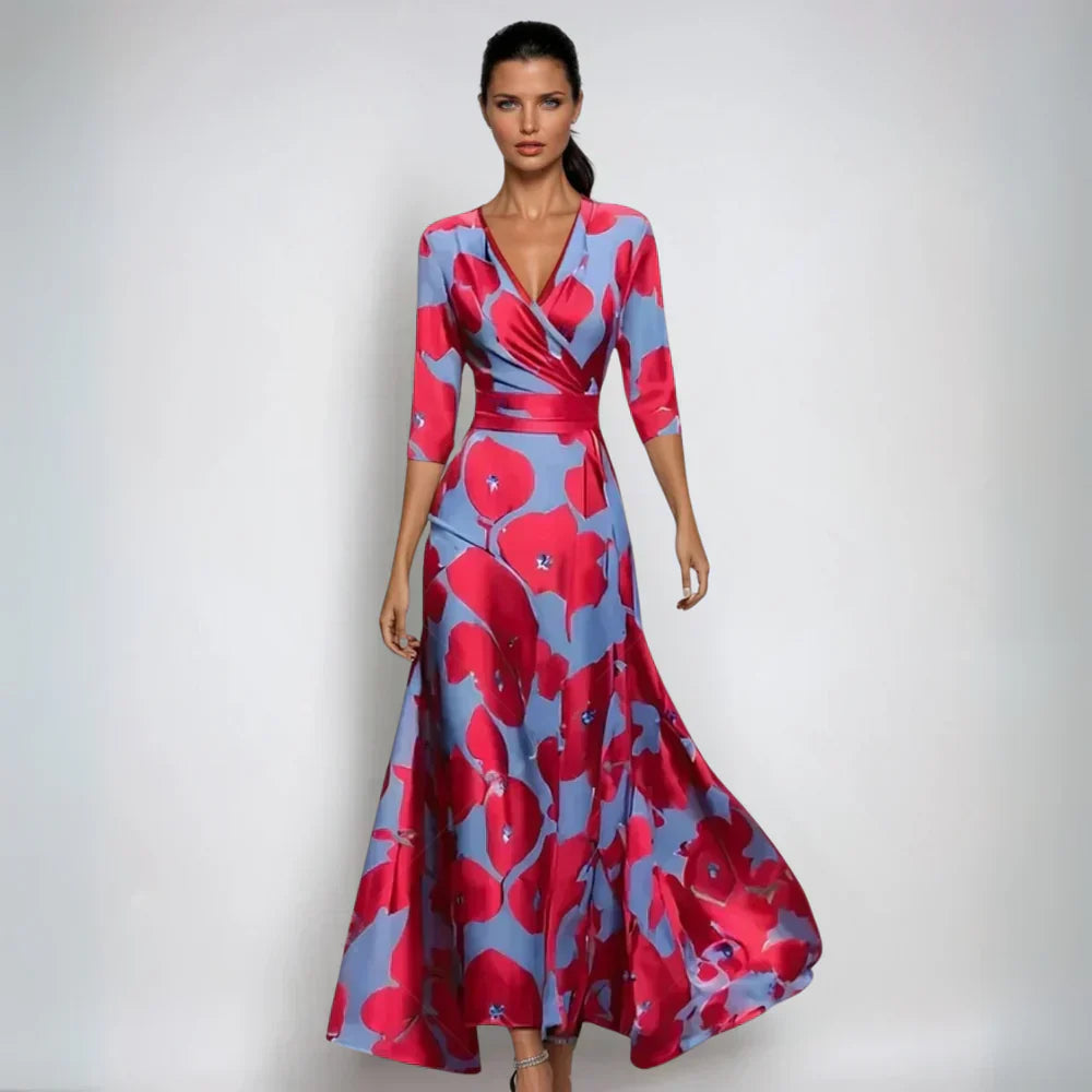 Leviana™ | Robe Portefeuille Fleurie Élégante