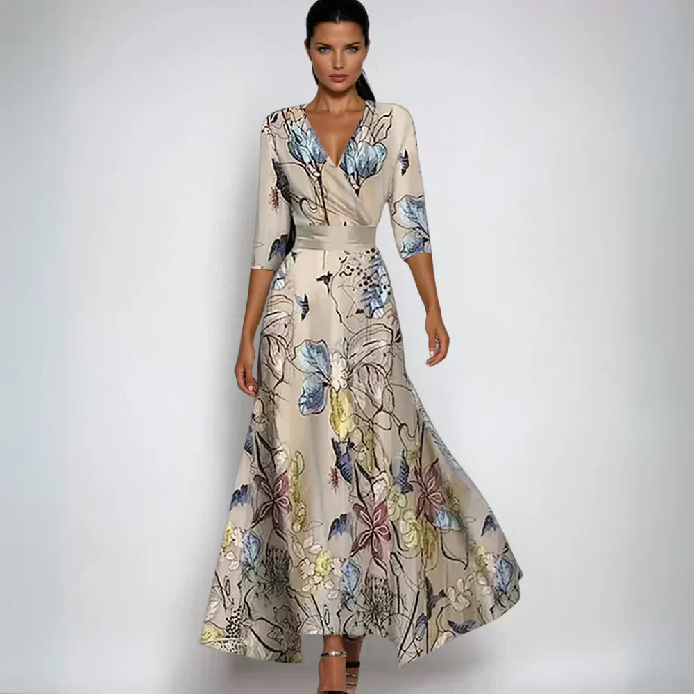 Leviana™ | Robe Portefeuille Fleurie Élégante