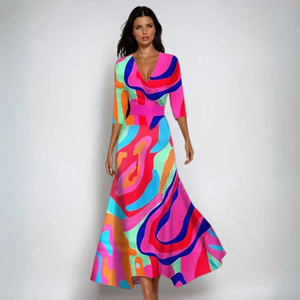 Leviana™ | Robe Portefeuille Fleurie Élégante