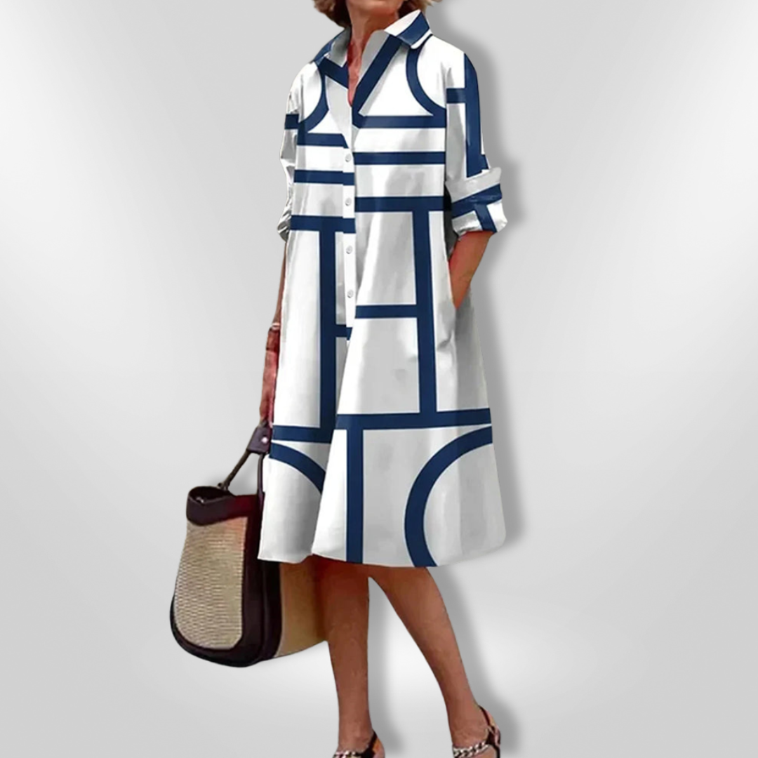 Leviana™ | Robe Midi avec Motif Géométrique