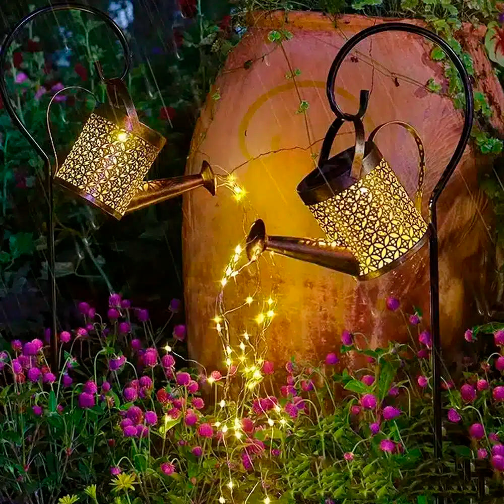 Arrosoir Solaire Magique avec Guirlandes LED – Lumière Enchantée pour Jardin et Terrasse