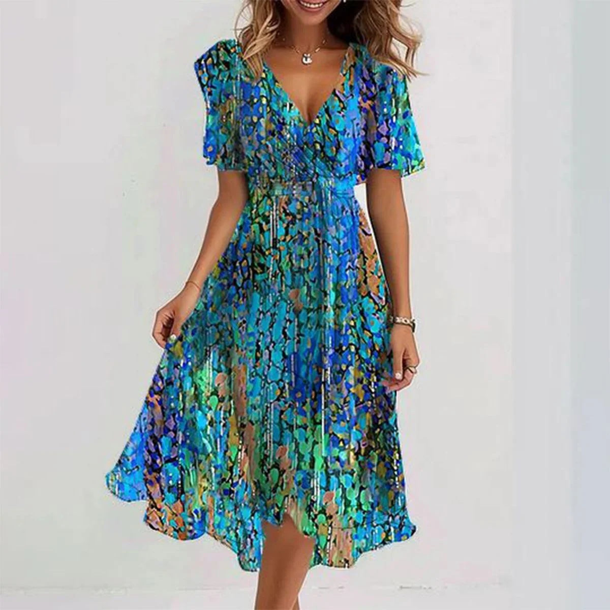 Leviana™ | Robe Midi Fleurie Élégante