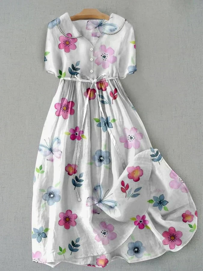 Lyric - Robe fleurie avec lacets à la taille à la mode