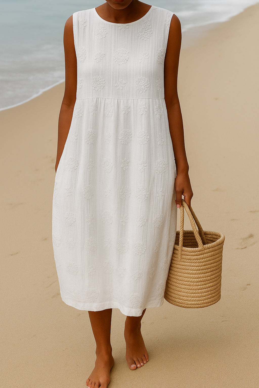 Elena | Robe Brodée pour Élégance Naturelle