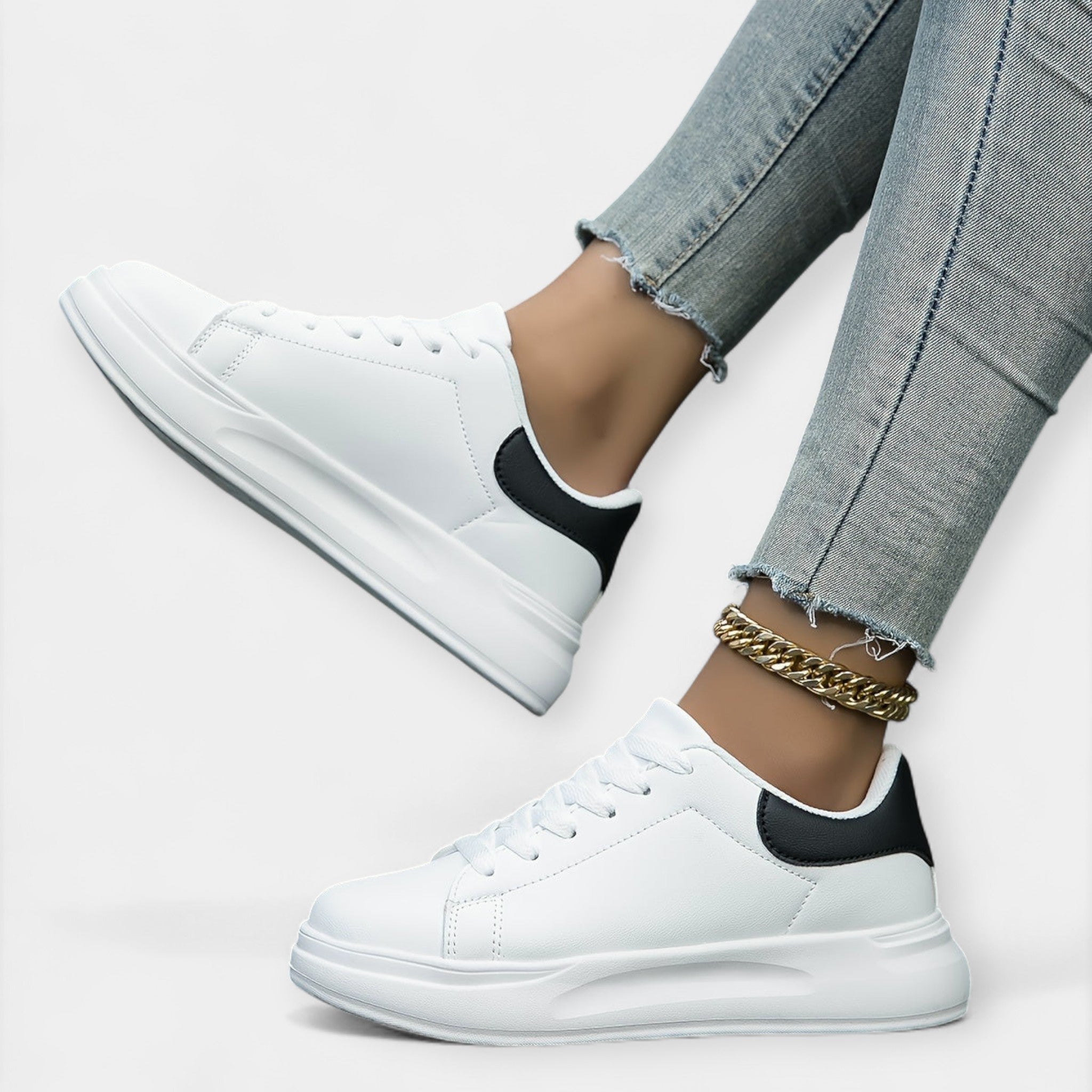 Baskets en Cuir Blanc