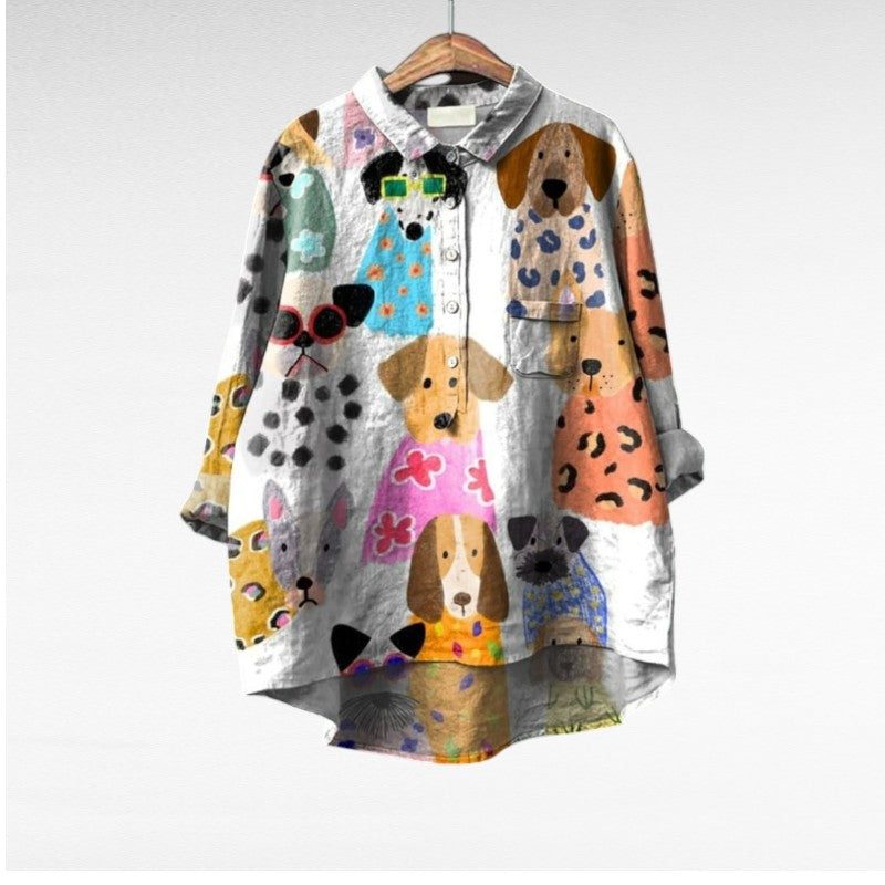 Leviana® | Blouse Femme Exclusive avec Imprimé de Chiens
