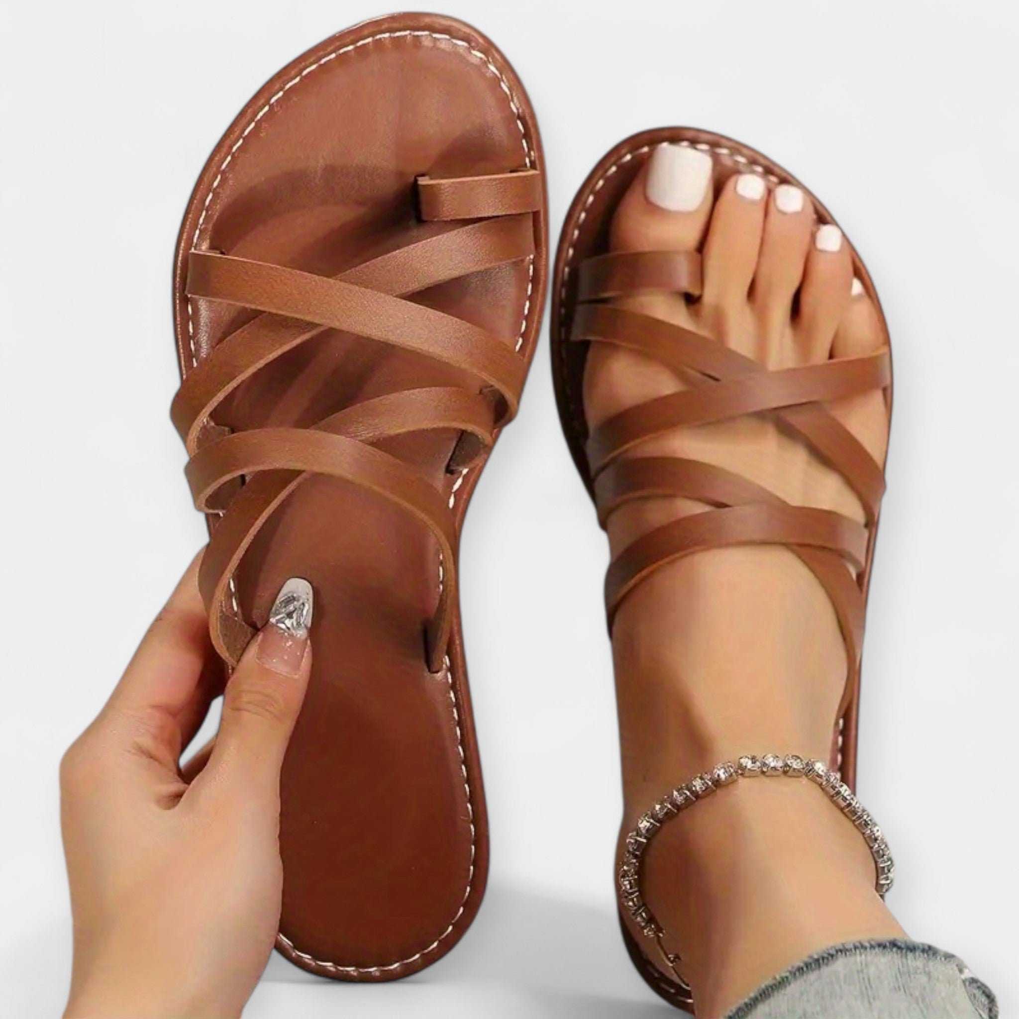 Sandales Plates avec Tressage