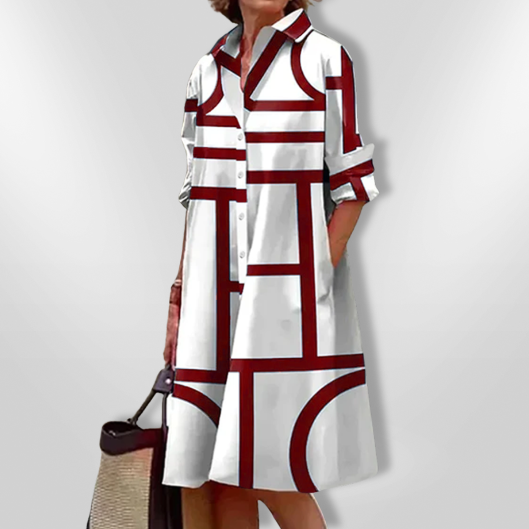 Leviana™ | Robe Midi avec Motif Géométrique