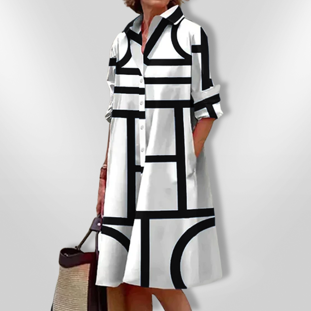 Leviana™ | Robe Midi avec Motif Géométrique