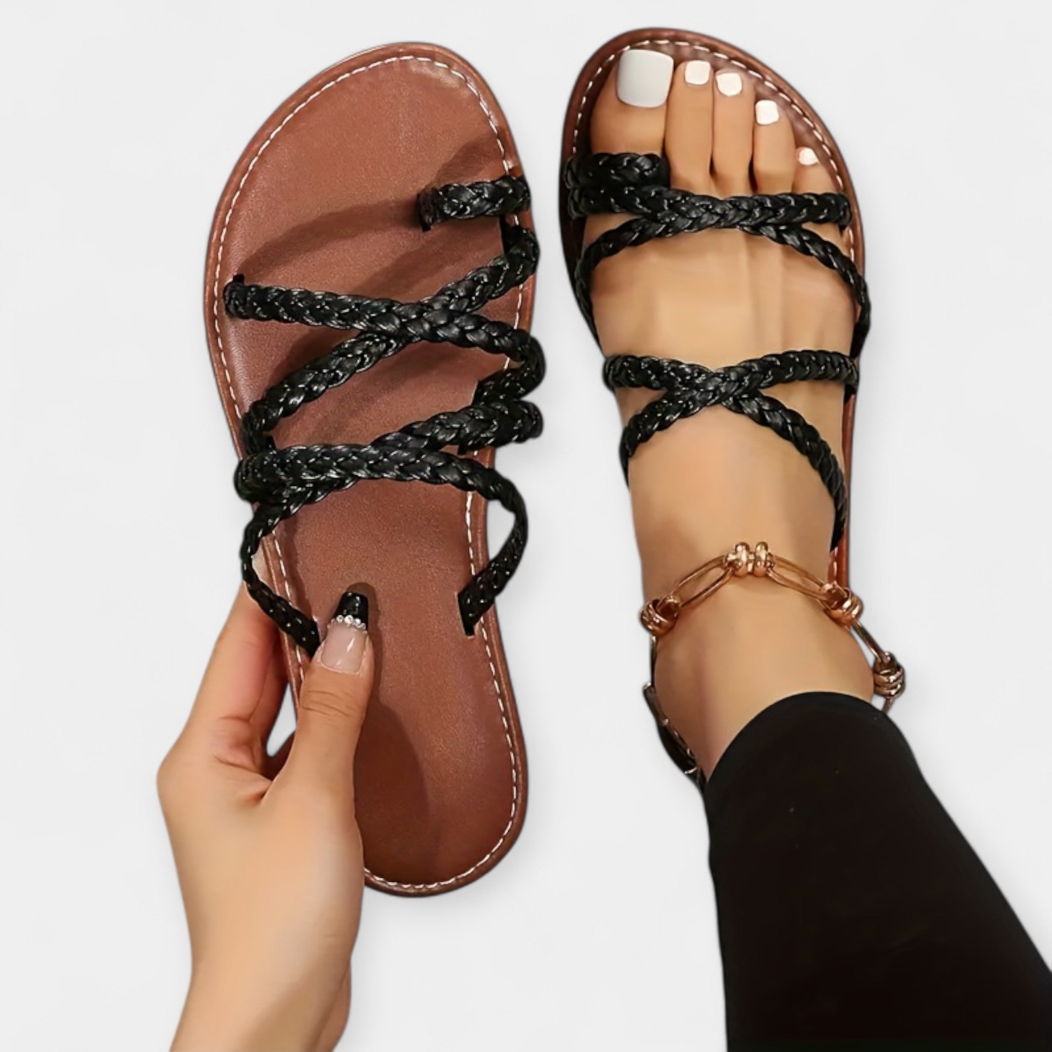 Sandales Plates avec Tressage