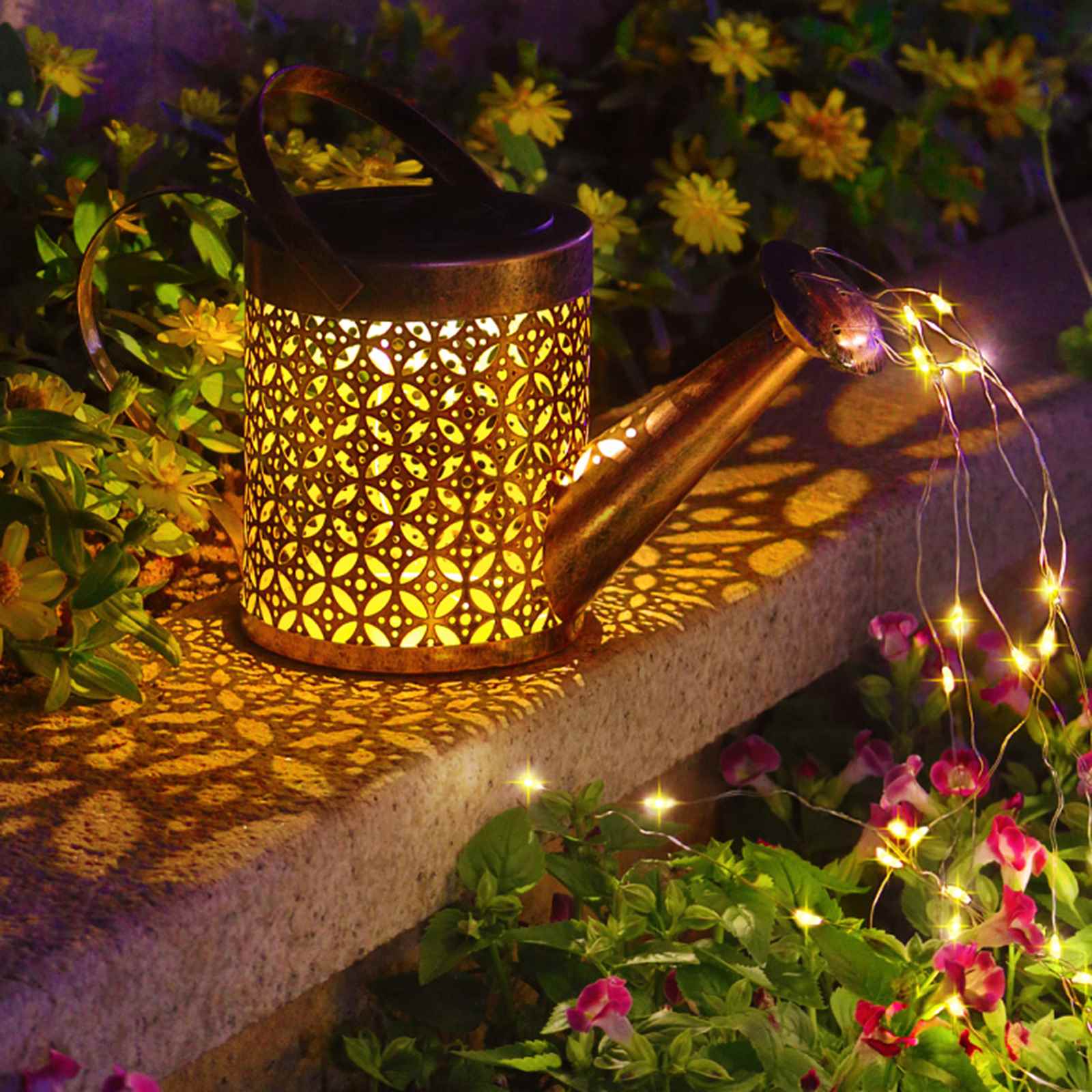 Arrosoir Solaire Magique avec Guirlandes LED – Lumière Enchantée pour Jardin et Terrasse