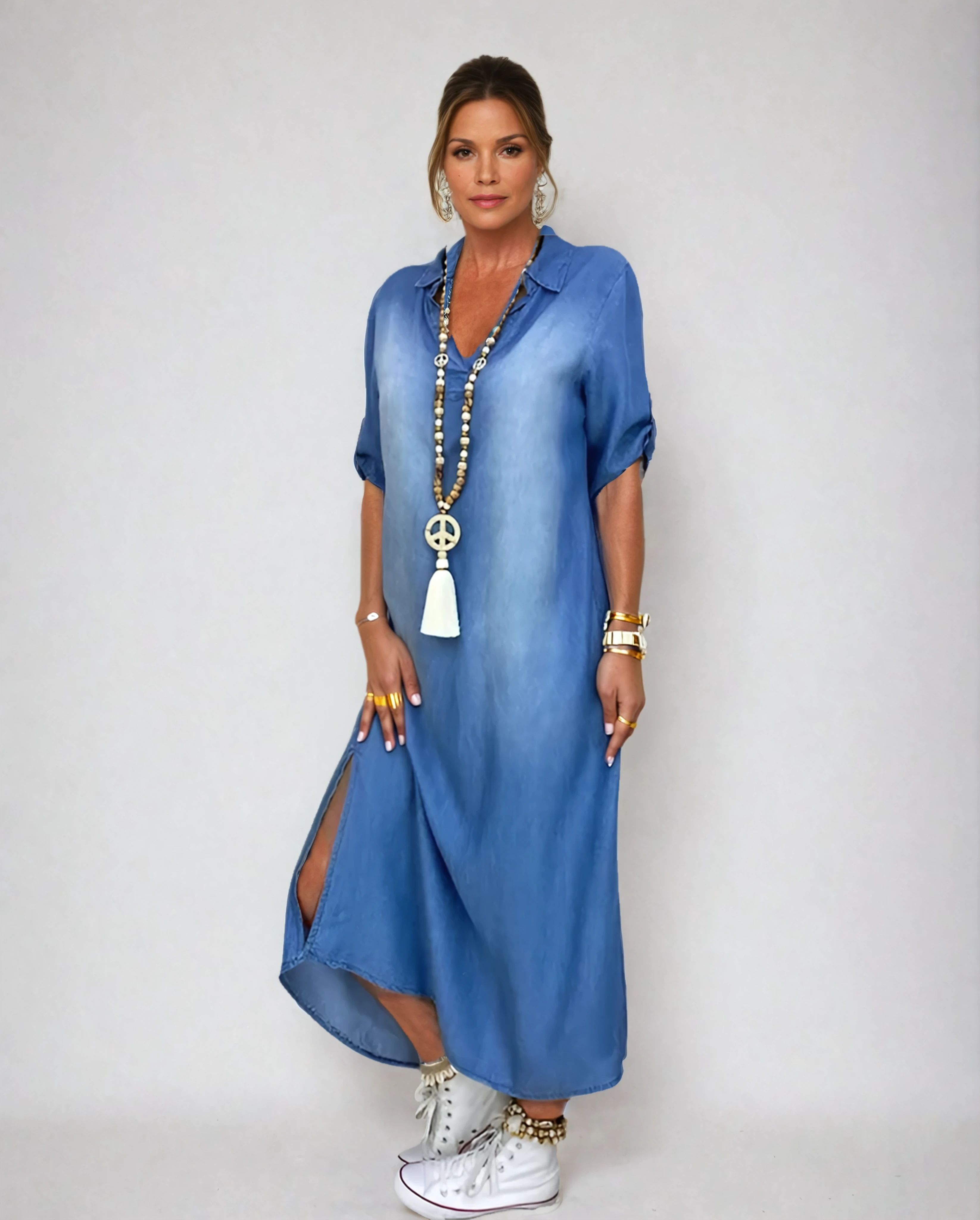 Léa™ | Robe Longue en Jean au Style Décontracté et Flatteur