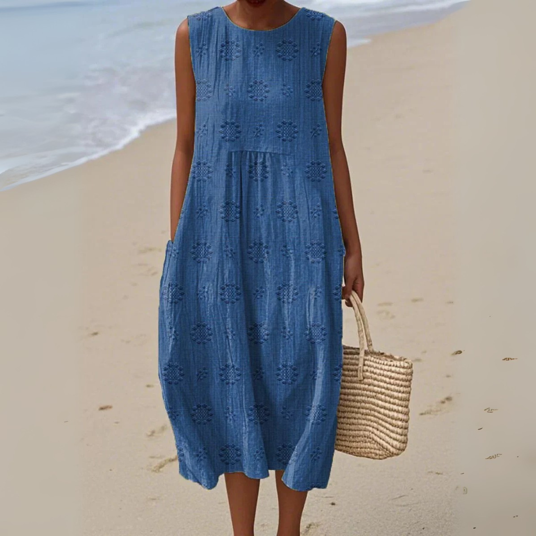 Leviana™ | Robe en Coton Élégante Sans Manches avec Broderie