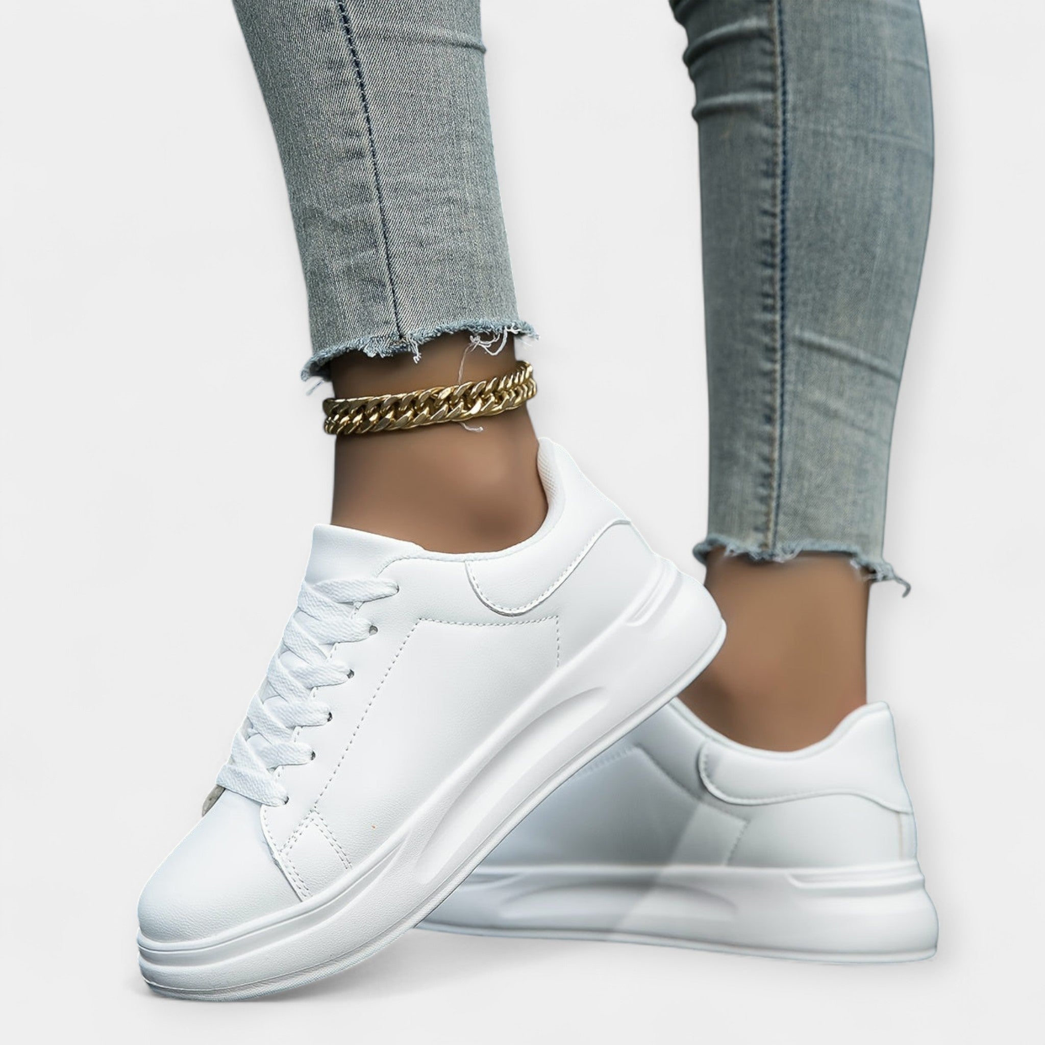 Baskets en Cuir Blanc