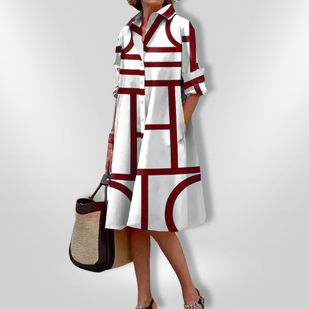 Leviana™ | Robe Midi avec Motif Géométrique