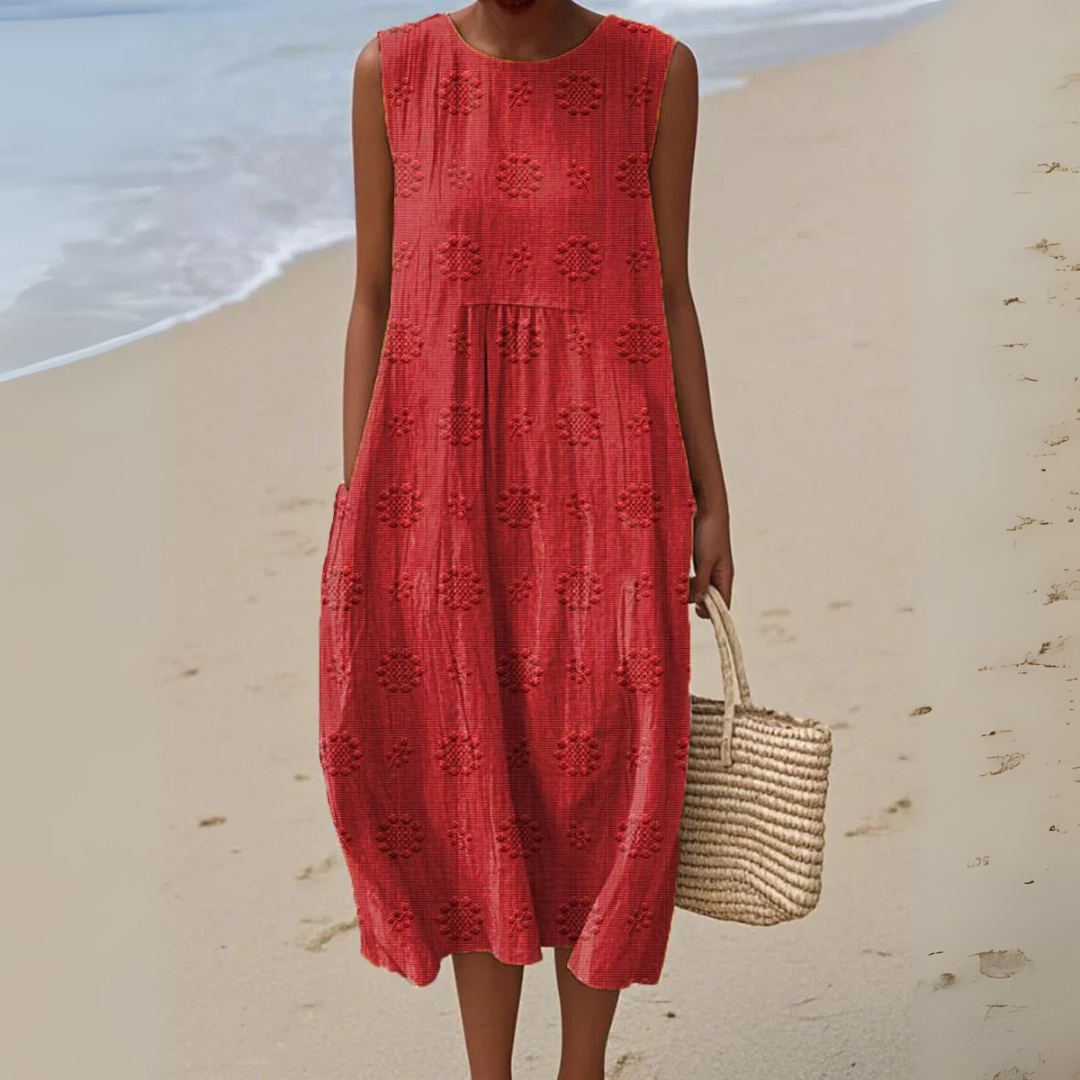 Leviana™ | Robe en Coton Élégante Sans Manches avec Broderie