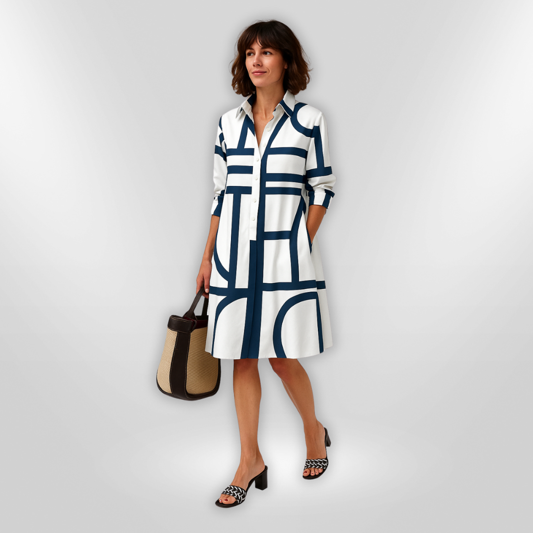 Leviana™ | Robe Midi avec Motif Géométrique