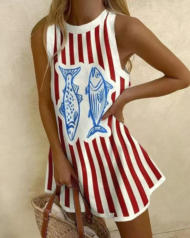Luna™ | Robe Mince avec Imprimé Poissons