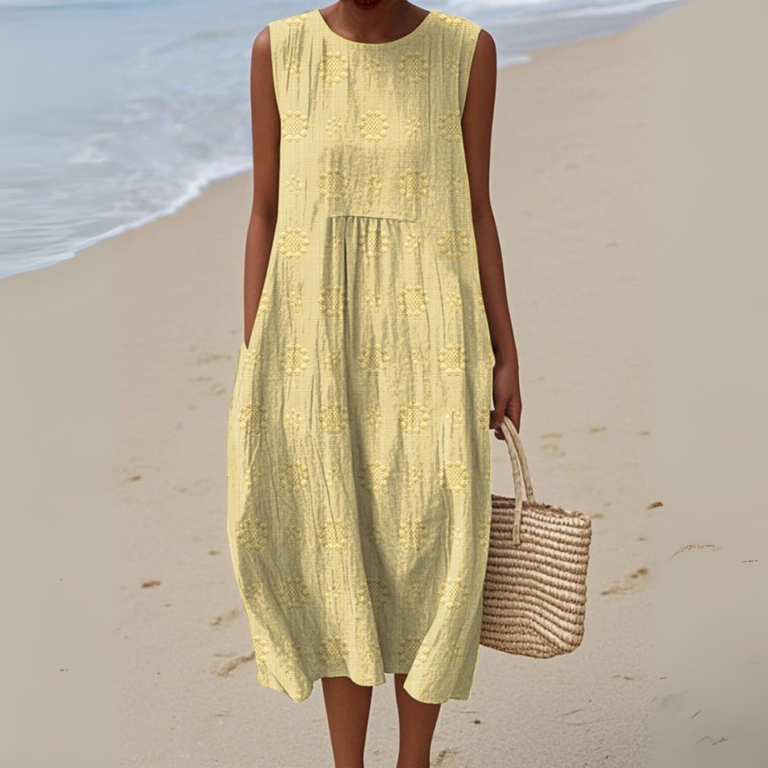 Leviana™ | Robe en Coton Élégante Sans Manches avec Broderie