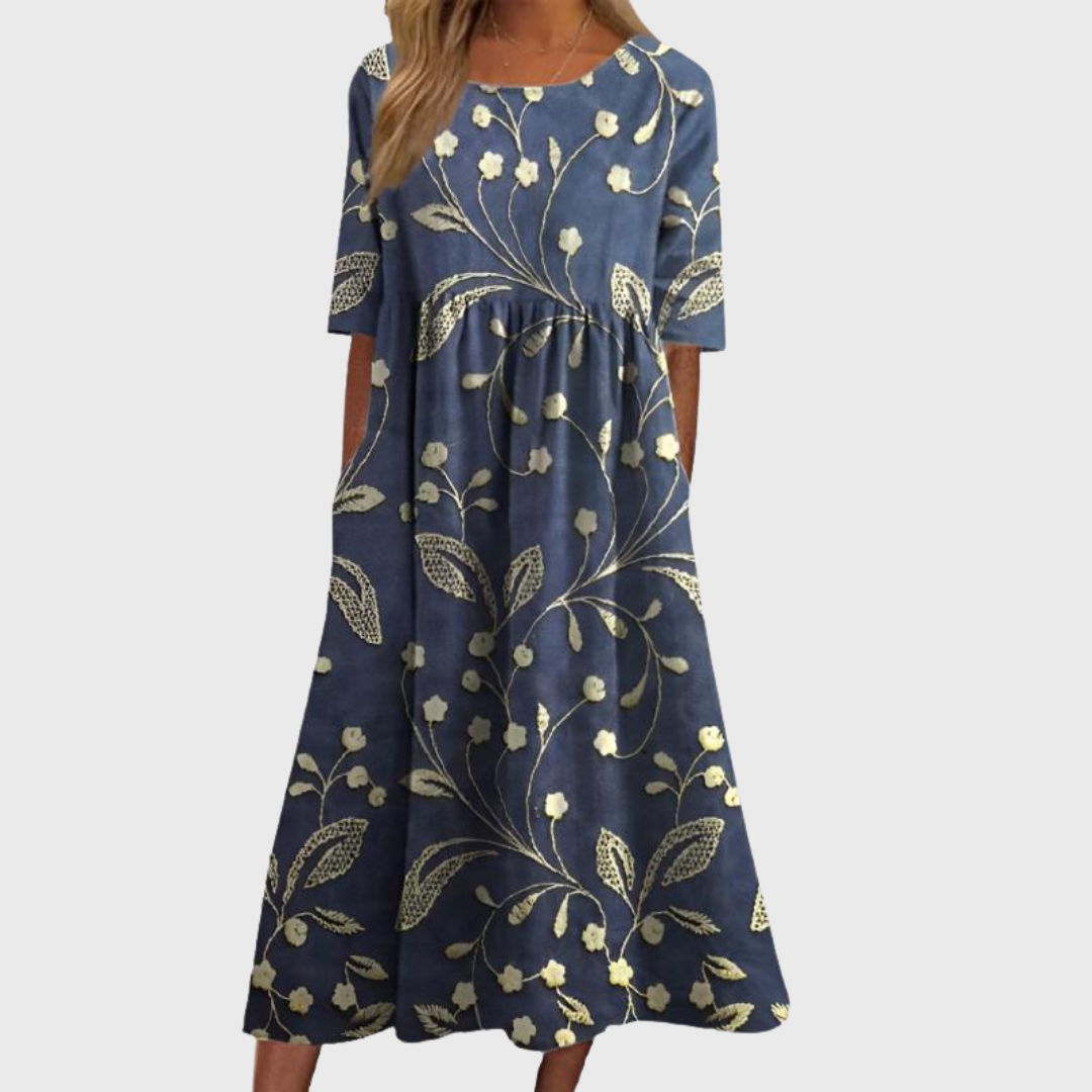 Leviana™ | Robe Midi Fleurie Élégante