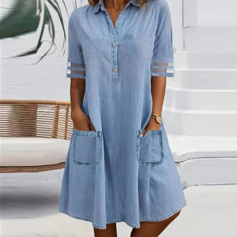 Leviana™ | Robe Mini en Jean avec Poches Latérales