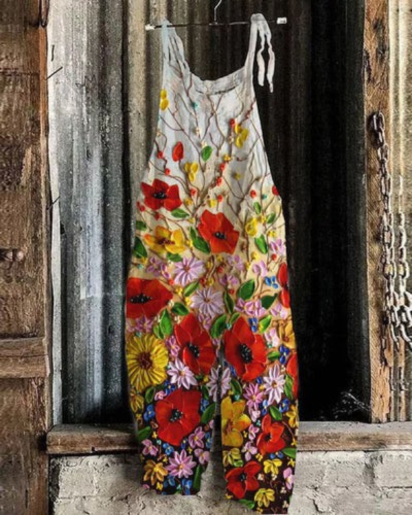 Combinaison Florale Vintage - Style Sans Effort pour Femmes, Élégante et Confortable