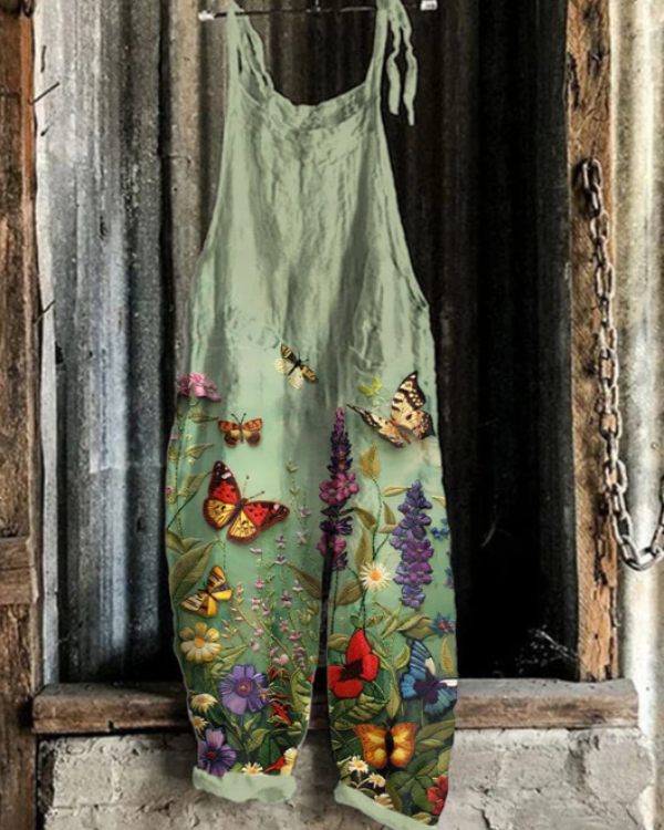 Salopette Florale avec Papillons pour Femme - Confort et Élégance