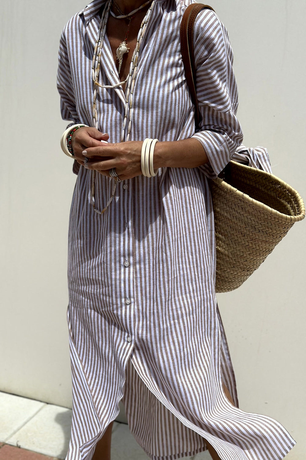 Élise™ | Robe-Chemise à Rayures Élégantes et Coupe Flatteuse