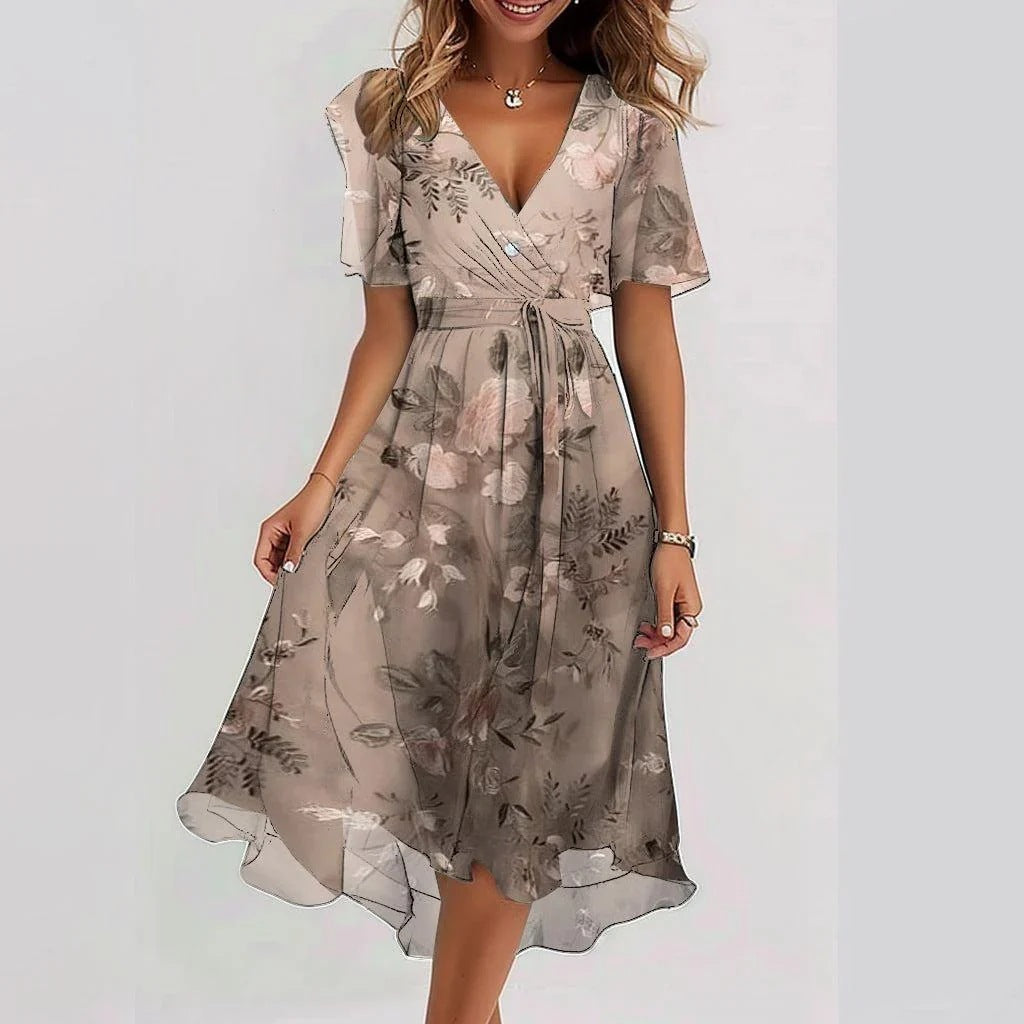 Leviana™ | Robe Midi Fleurie Élégante