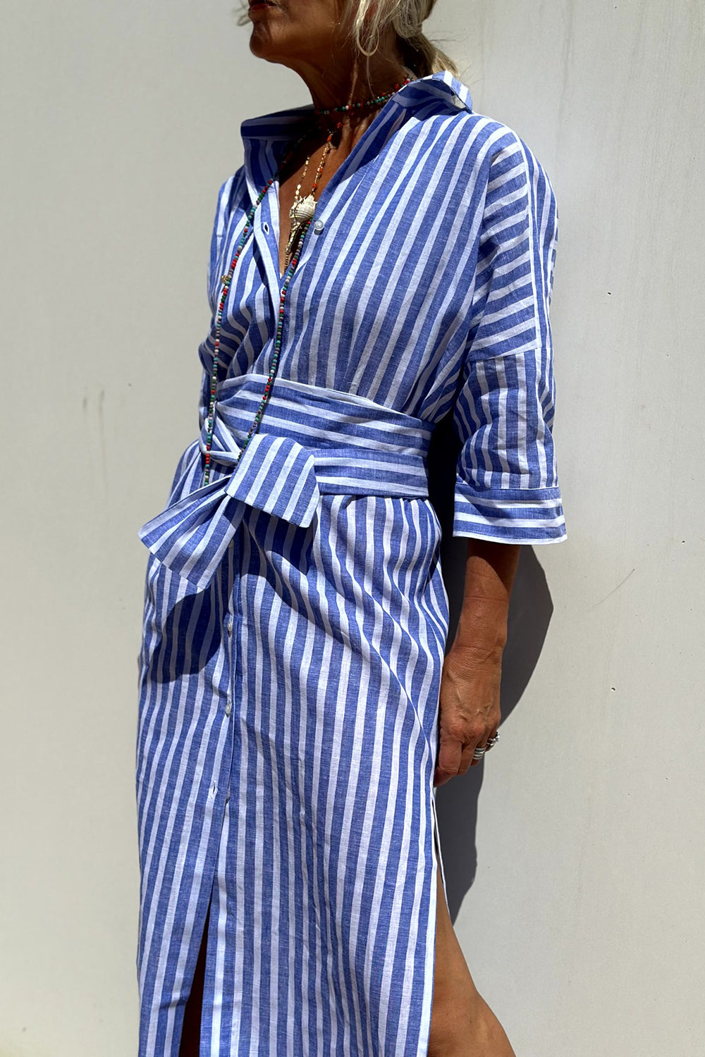 Élise™ | Robe-Chemise à Rayures Élégantes et Coupe Flatteuse