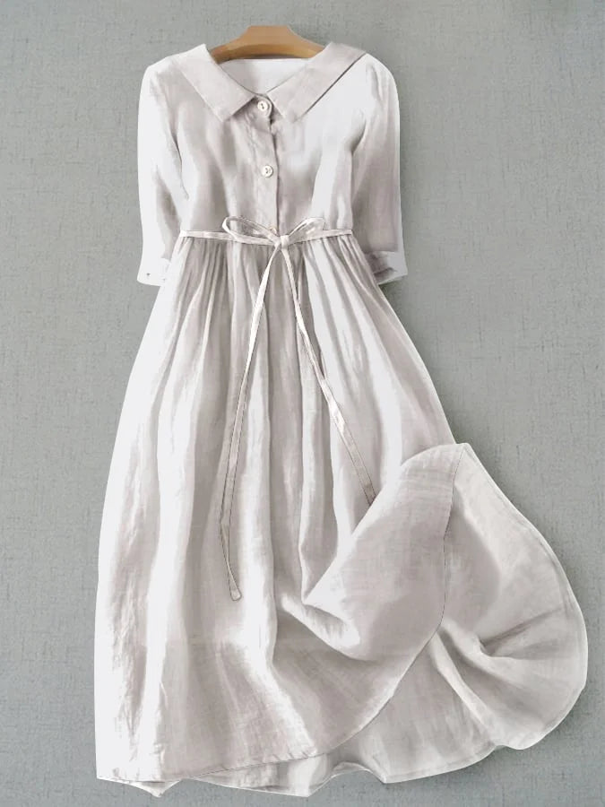 Lux - Robe Élégante à Manches Courtes avec Lacs à la Taille